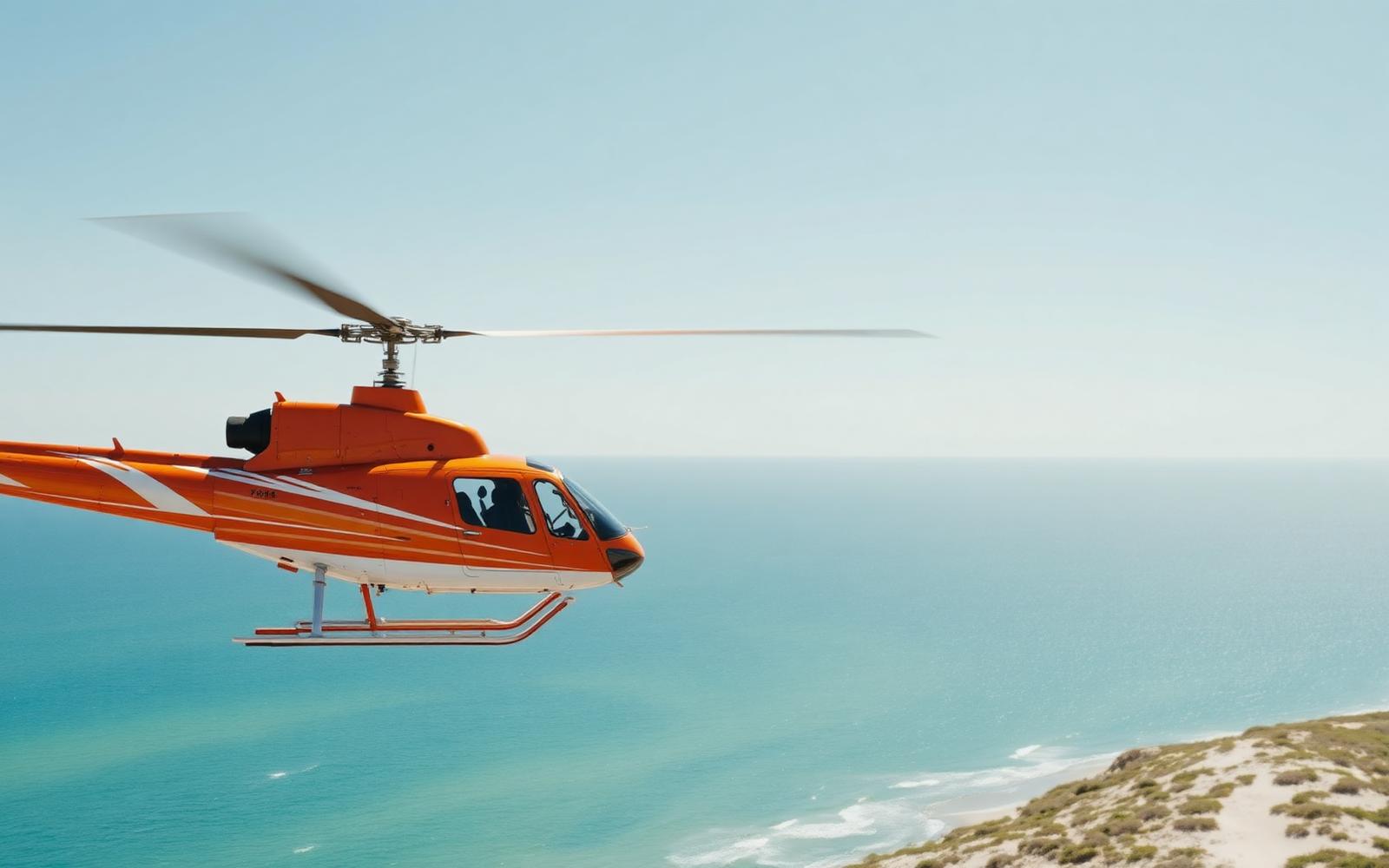 OBX Helicopters aircraft flying above the Outer Banks coast